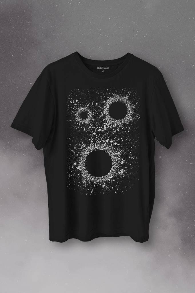 Kara Delik Uzay Zaman Galaksi Karadelikler Cosmos Kümesi Baskılı Tişört Unisex T-Shirt - 1