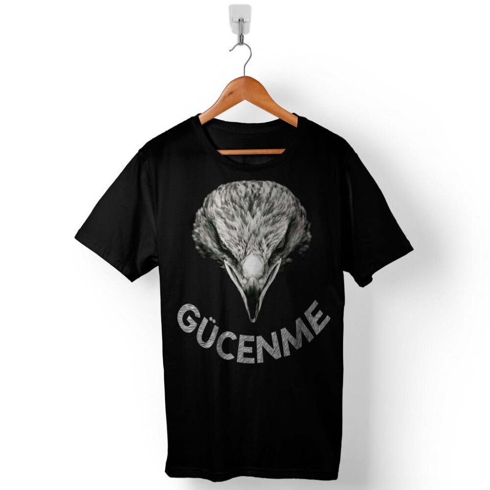 Kara Kartal Gücenme Baskılı Tişört Unisex T-Shirt - 1