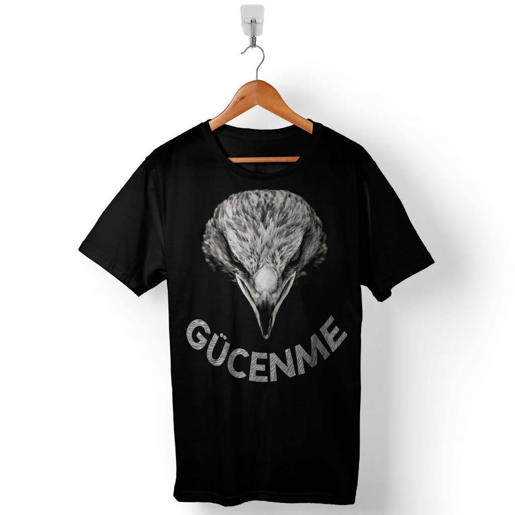 Kara Kartal Gücenme Baskılı Tişört Unisex T-Shirt - 1