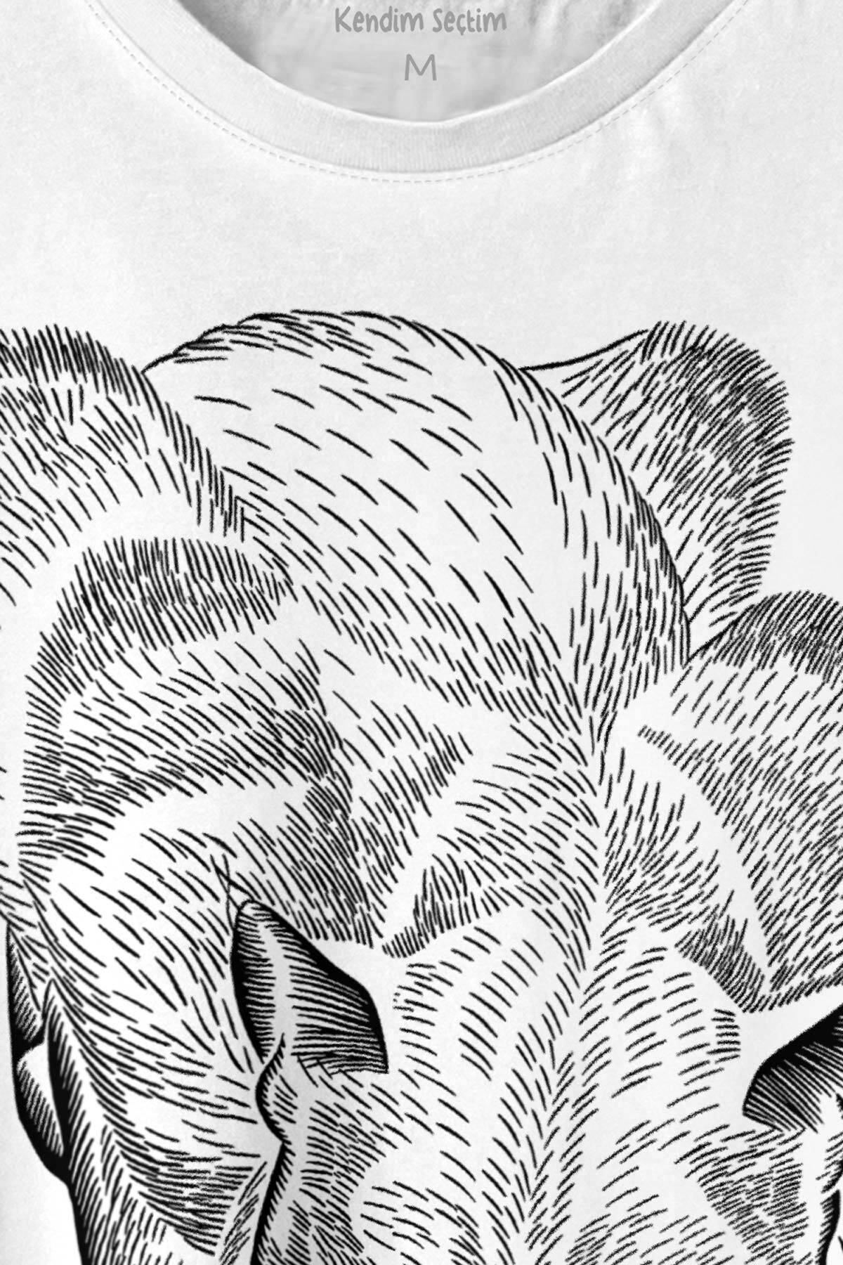 Kara Kedi Silüet Çizim Black Cat Bıyıklı Baskılı Tişört Unisex T-shirt (1)