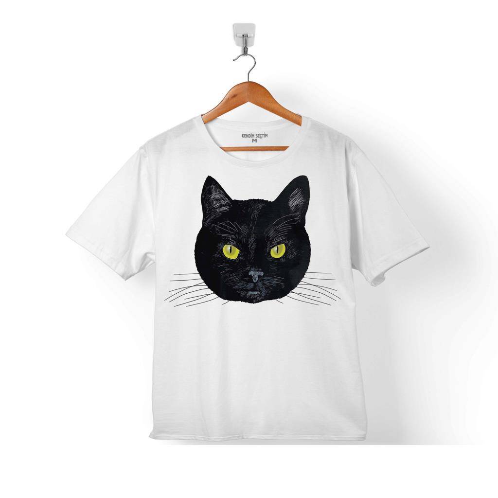 KARA KEDİ SİLÜET TASARIM GÖZ BLACK CAT EYE ÇOCUK TİŞÖRT - 1