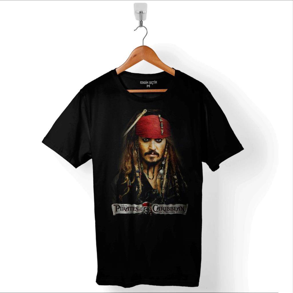 Karayip Korsanları Captain Jack Sparrow Baskılı Tişört Unisex T-Shirt - 1