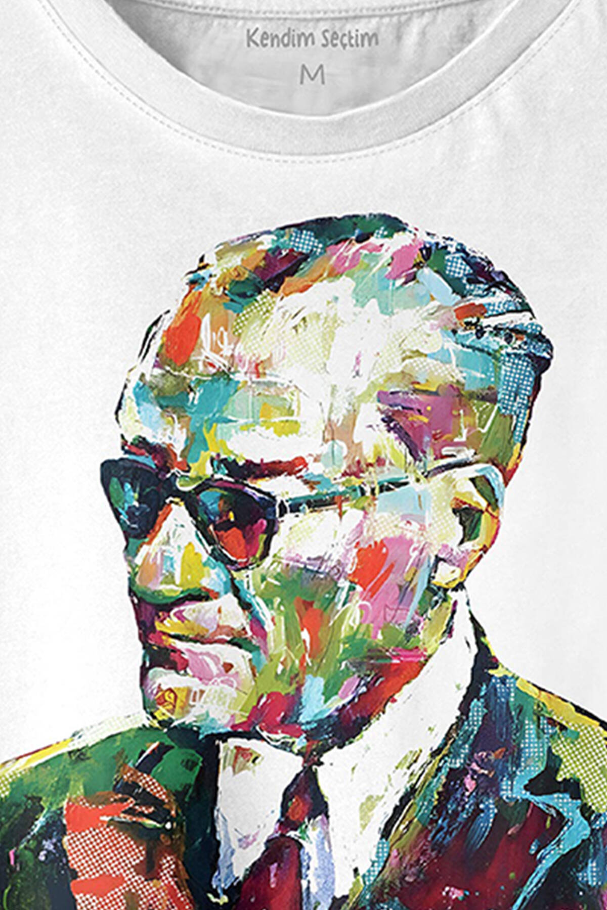 Karizma Gözlüklü Gazi Mustafa Kemal Atatürk Portresi Baskılı Tişört Unisex T-shirt (1)