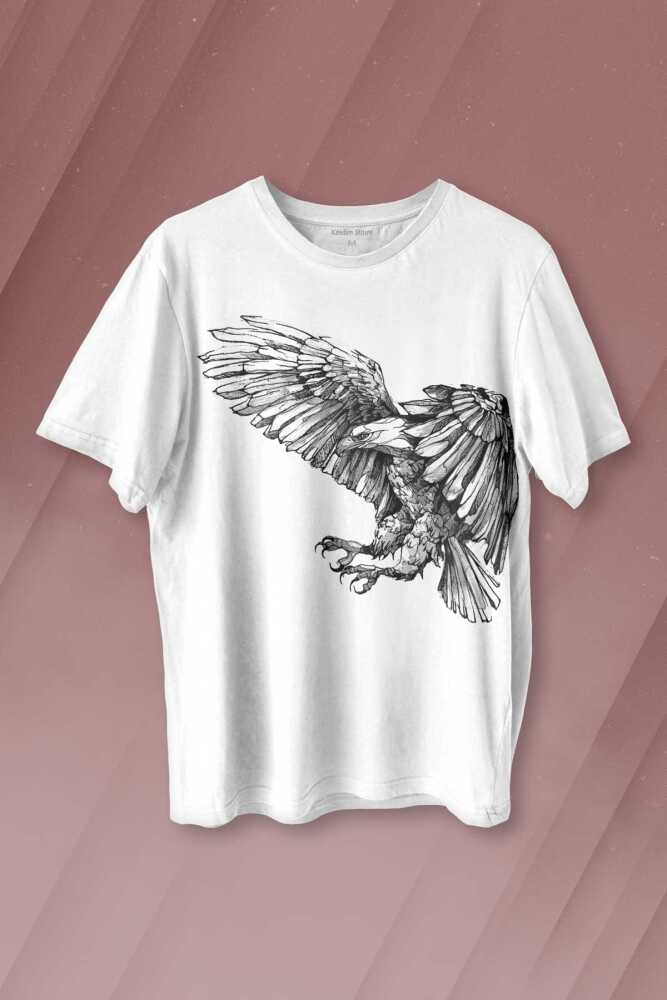 Kartal Black Eagle Baskılı Beyaz Tişört