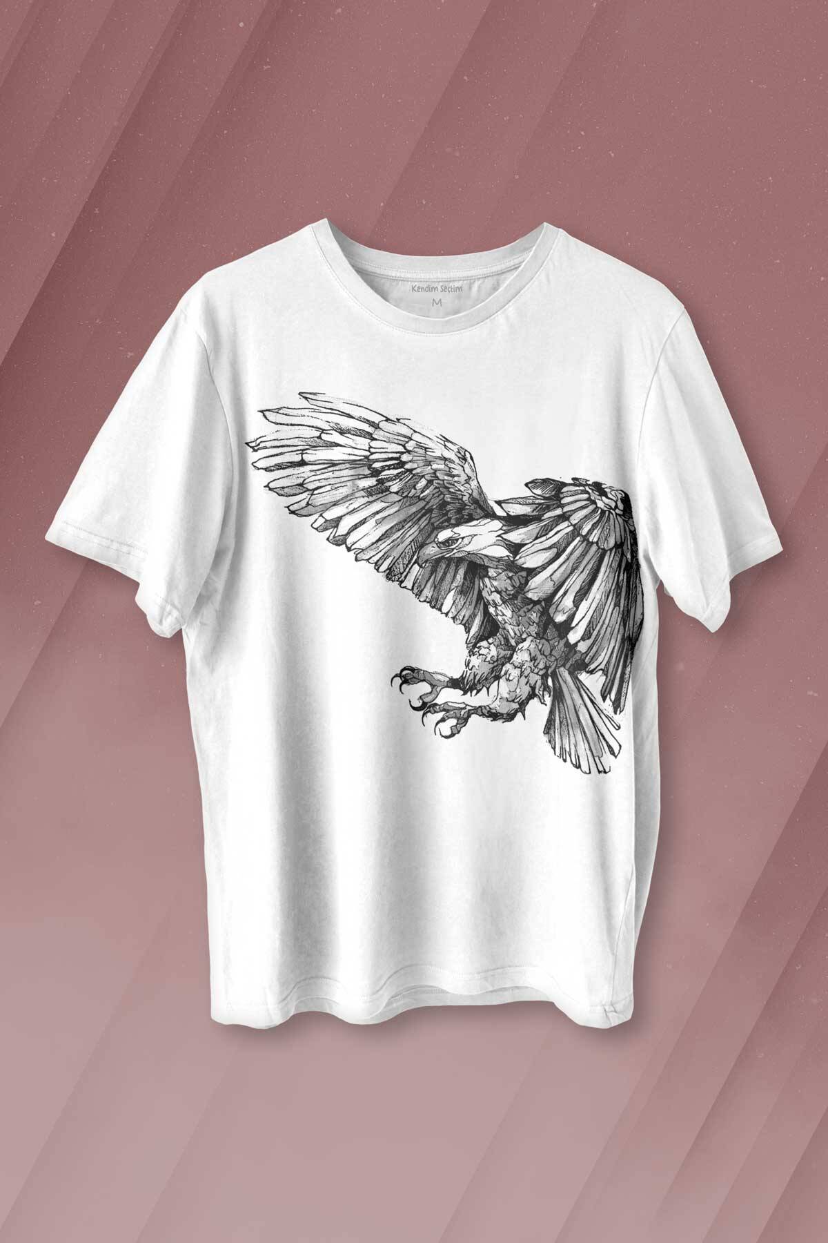 Kartal Black Eagle Baskılı Beyaz Tişört