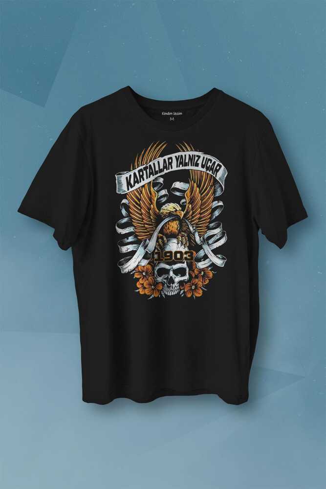 Kartal Kartallar Yalnız Uçar Baskılı Tişört Unisex T-shirt - 1