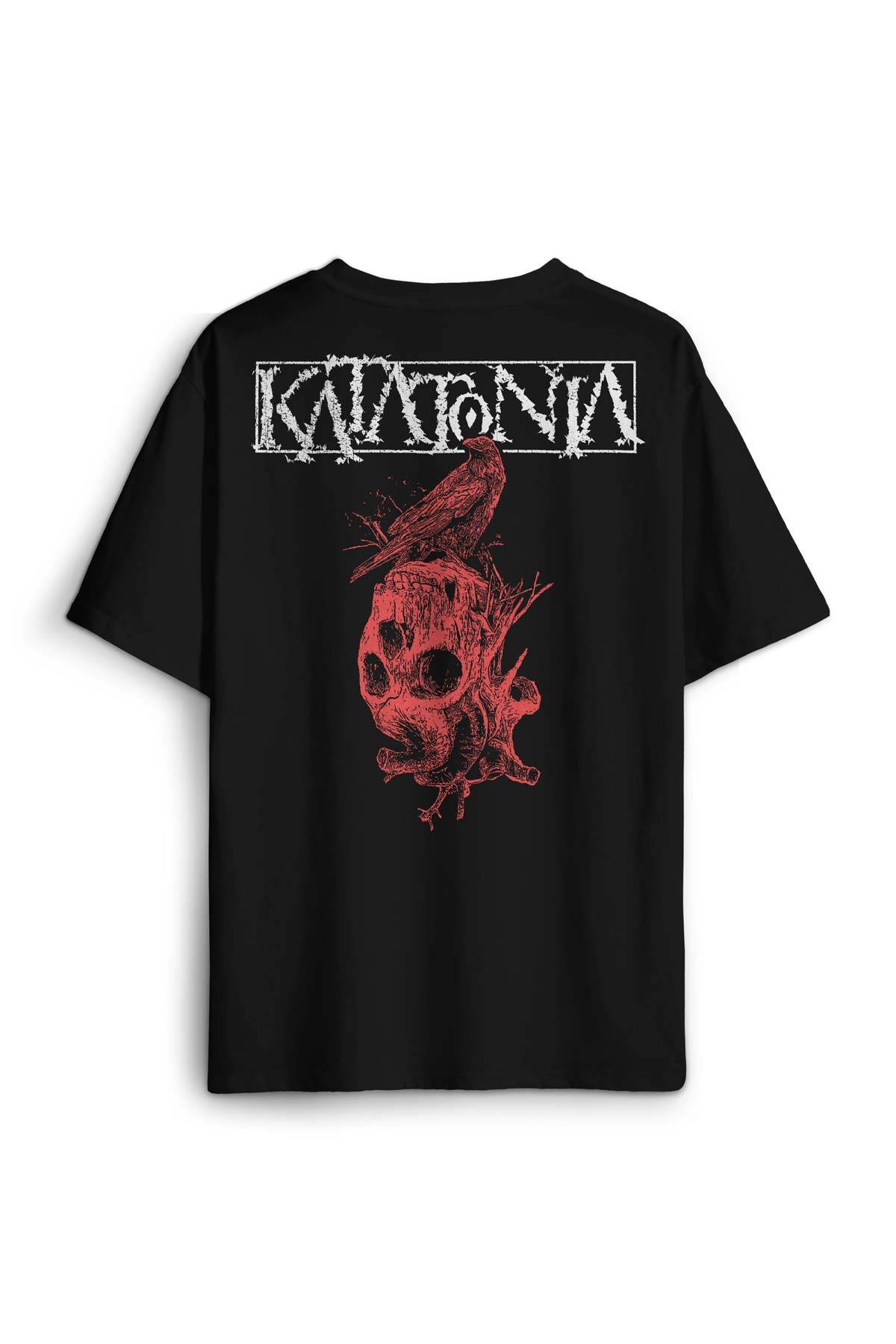 Katatonia Doom Metal Music Baskılı Oversize T-shirt Siyah Unisex Tişört