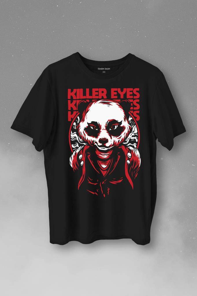 Katil Gözler Killer Eyes Panda Baskılı Tişört Unisex T-Shirt - 1