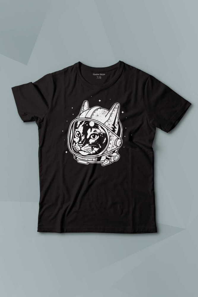 Kedi Kozmonot Meow Astronot Cat NASA Uzay Baskılı T-shirt Çocuk Tişört - KENDİM SEÇTİM