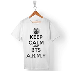 KEEP CALM AND BTS ARMY LOGO BANGTAN BOYS ERKEK TİŞÖRT - 1
