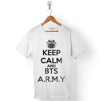 KEEP CALM AND BTS ARMY LOGO BANGTAN BOYS ERKEK TİŞÖRT - 1