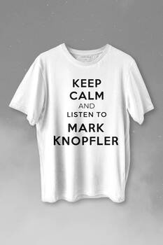 Keep Calm And Listen To David Mark Knopfler Baskılı Tişört Unisex T-shirt - 1