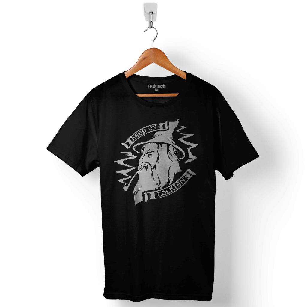 Keep On Colkien Gandalf Şapkası Yüzüklerin Efendisi Baskılı Tişört Unisex T-Shirt - 1