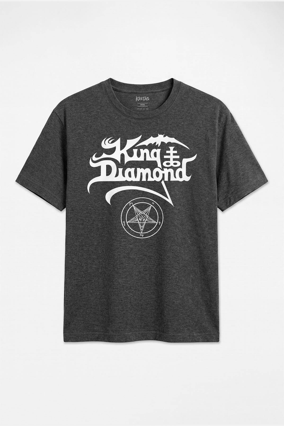 King Diamond Heavy Black Metal Müzik Rock Unisex Regular Fit Antrasit Melanj Tişört - 1