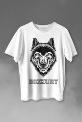 Kırmızı Gözlü Vahşi Kurt Kafası Wolf Head Bozkurt Baskılı Tişört Unisex T-shirt - 1
