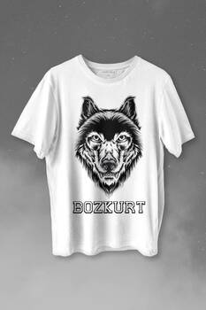 Kırmızı Gözlü Vahşi Kurt Kafası Wolf Head Bozkurt Baskılı Tişört Unisex T-shirt - 1