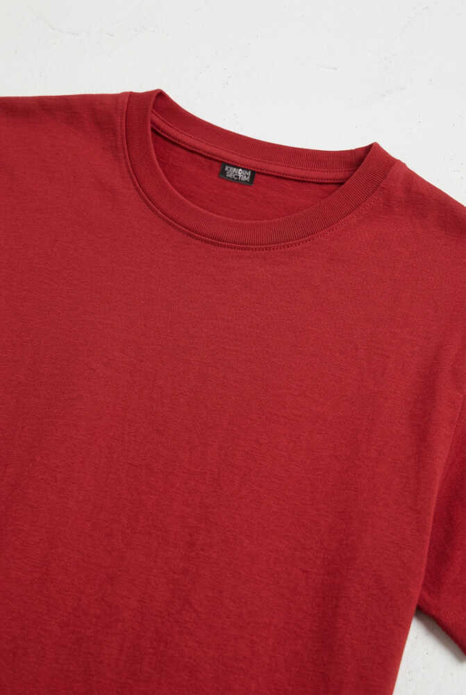 Unisex Kırmızı Basic Tişört - 3