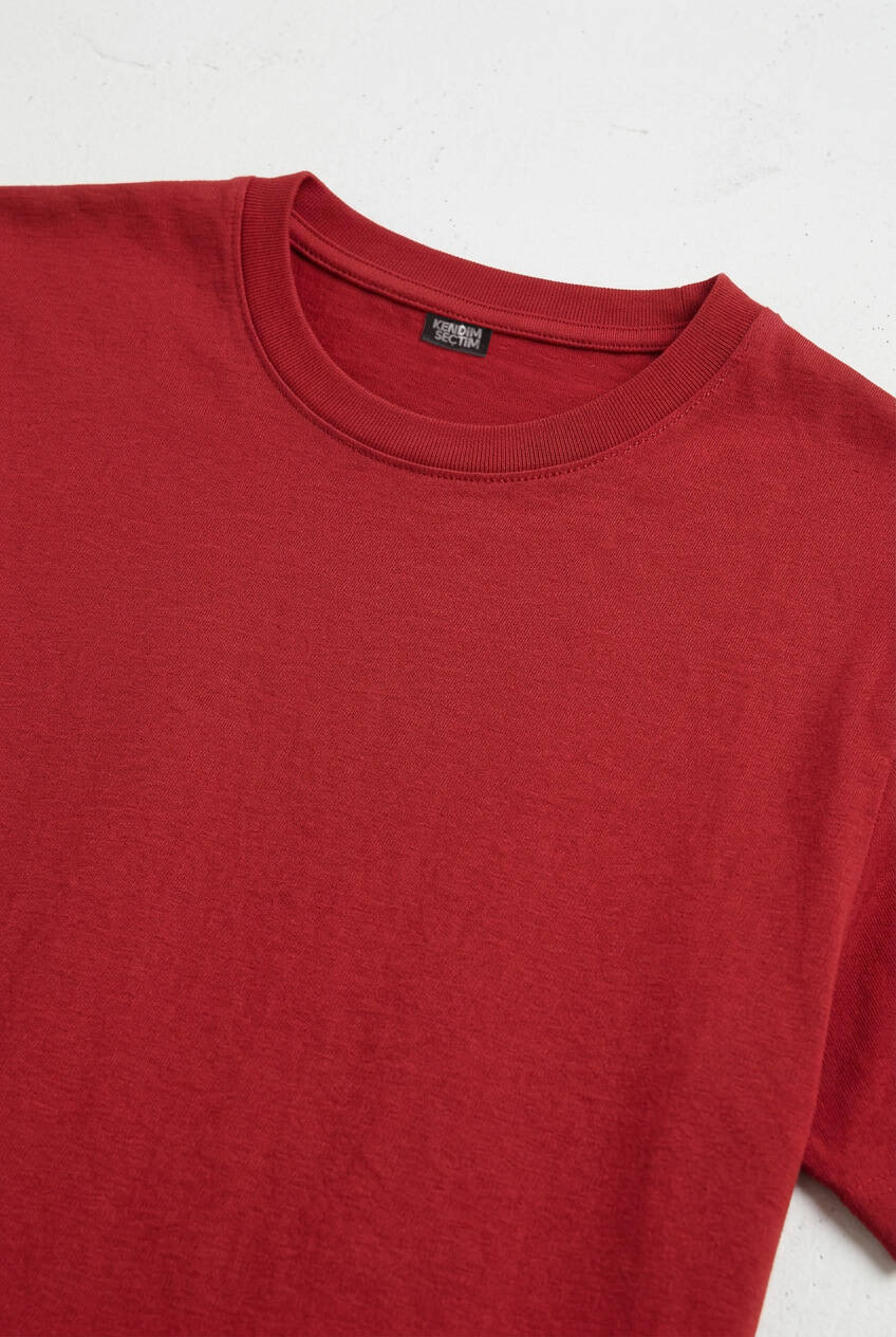 Unisex Kırmızı Basic Tişört - 3