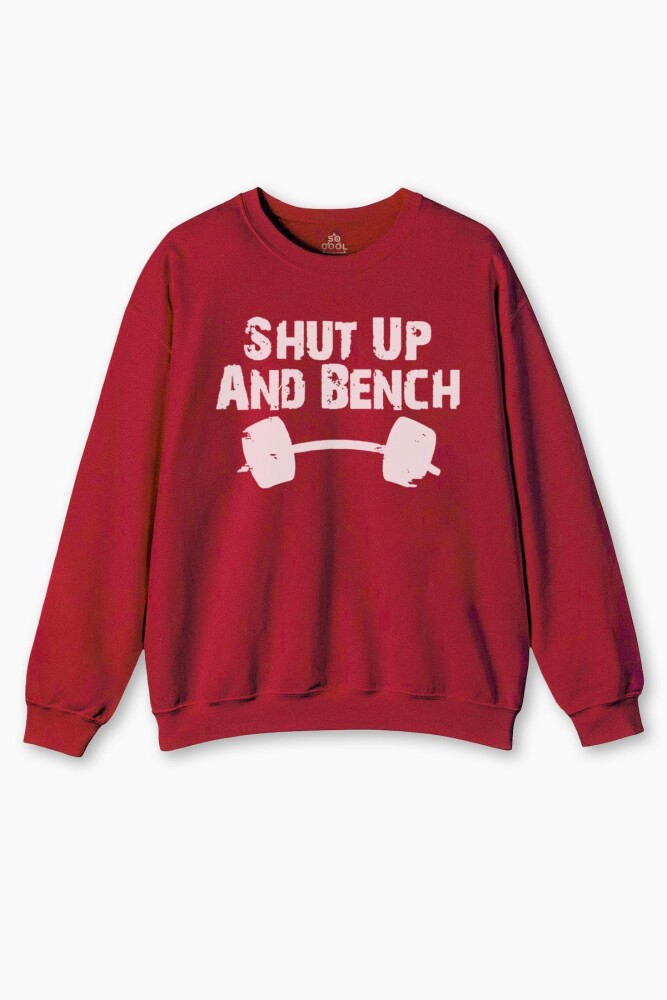 Kırmızı Sweat Halter Shut Up And Bench Gym Bodybuilding Fitness Kışlık Erkek Sweatshirt - 1