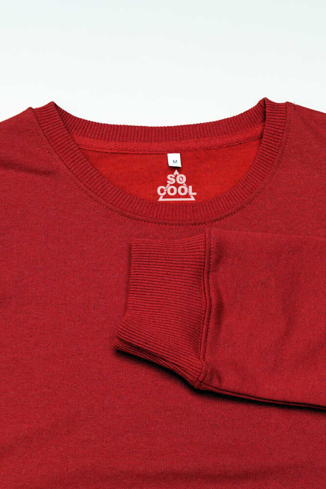 Kırmızı Sweat Paris France Fransa Şehir Yazı Baskılı Şardonlu Yumuşak Sweatshirt (1)