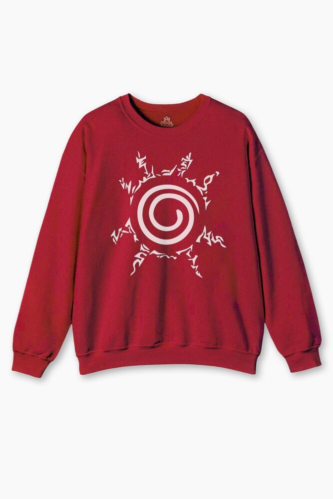 Kırmızı Sweatshirt Kyuubi Seal Of Naruto Jinchuuriki Anime Baskılı Sweat Swet - So Cool