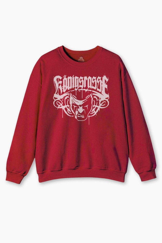 Kırmızı Sweatshirt Murdoc Massaka Falim Kanlı Königsrasse Swet Erkek Baskılı Sweat - 1