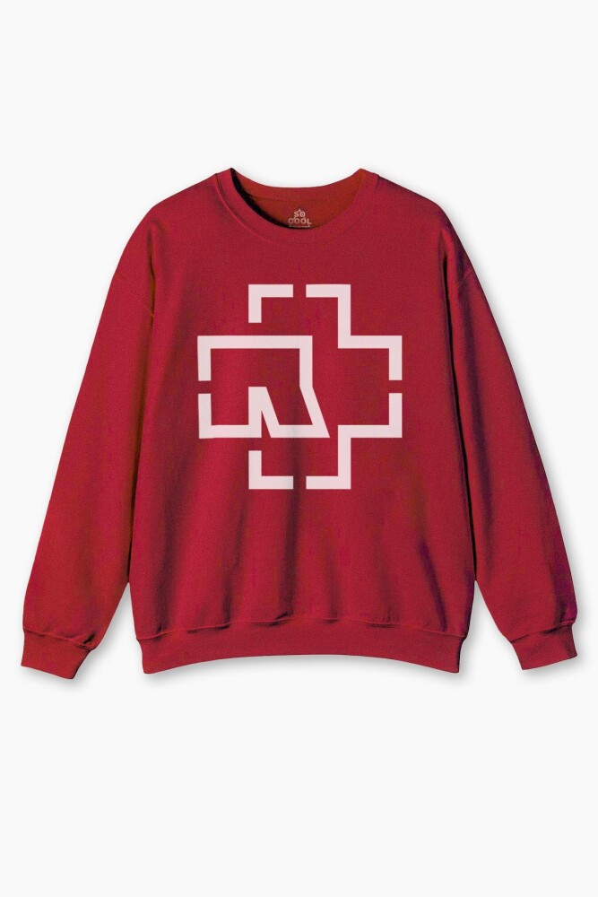 Kırmızı Sweatshirt Rammstein Till Lindemann Metal Music Baskılı Unisex Sweat - 1