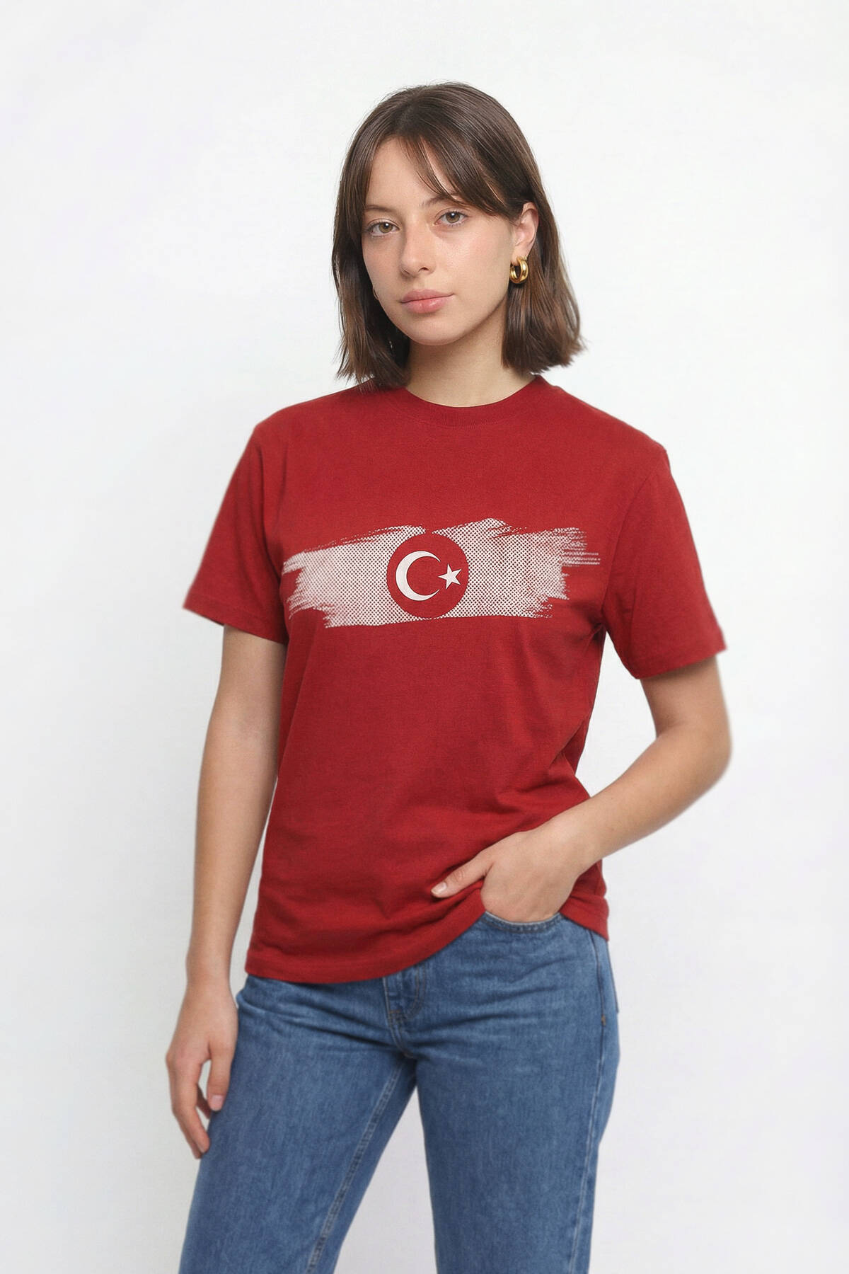Kırmızı Unisex T-shirt Türkiye Bayrak Futbol Voleybol Basketbol Nostalji Milli Takım Baskılı Tişört - 4