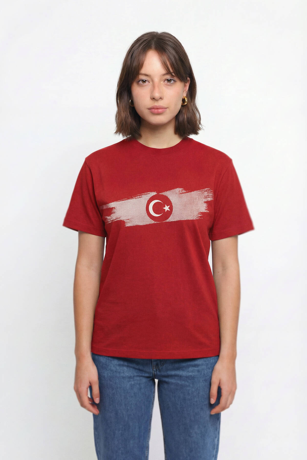Kırmızı Unisex T-shirt Türkiye Bayrak Futbol Voleybol Basketbol Nostalji Milli Takım Baskılı Tişört - 5