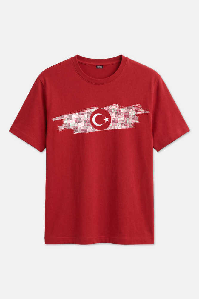 Kırmızı Unisex T-shirt Türkiye Bayrak Futbol Voleybol Basketbol Nostalji Milli Takım Baskılı Tişört