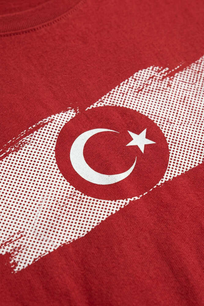 Kırmızı Unisex T-shirt Türkiye Bayrak Futbol Voleybol Basketbol Nostalji Milli Takım Baskılı Tişört - 6
