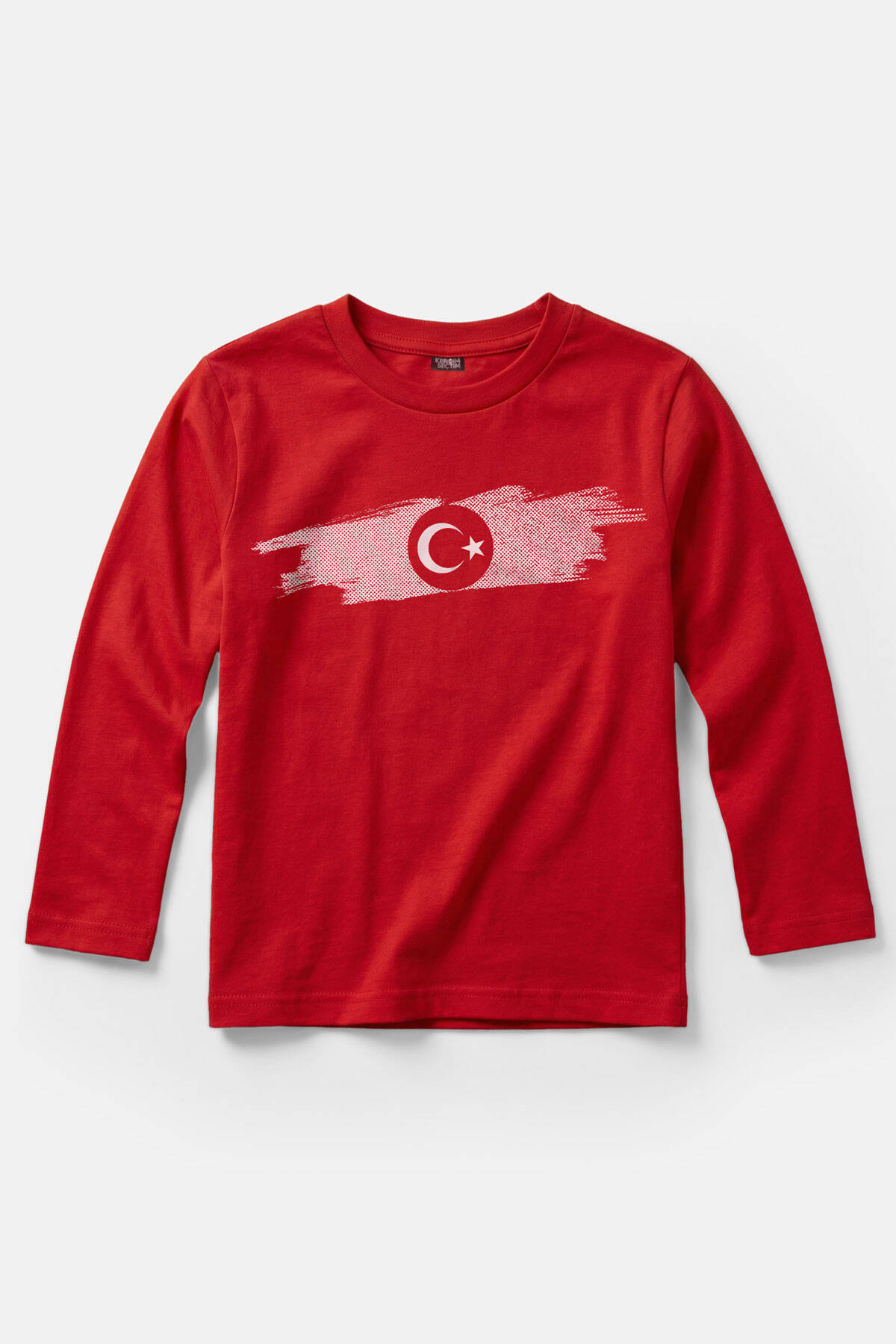 Kırmızı Uzun Kollu Çocuk Tişört Türkiye Bayrak Futbol Voleybol Basketbol Milli Takım Baskılı T-shirt