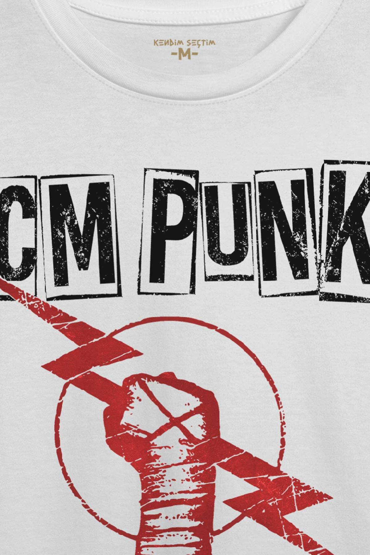 Kısa Kollu Best In The World CM Punk Karma Dövüş Gym Spor Beyaz Baskılı Tişört (1)