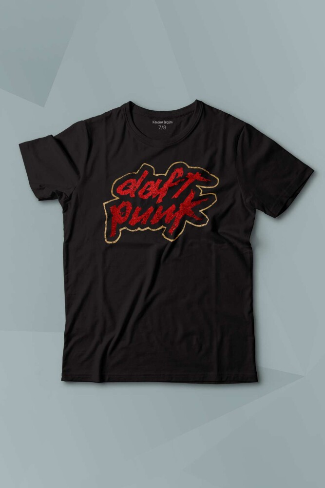 Kısa Kollu Çocuk Tişört Daft Punk Logo Homework Albüm Müzik Siyah Baskılı T-shirt - 1