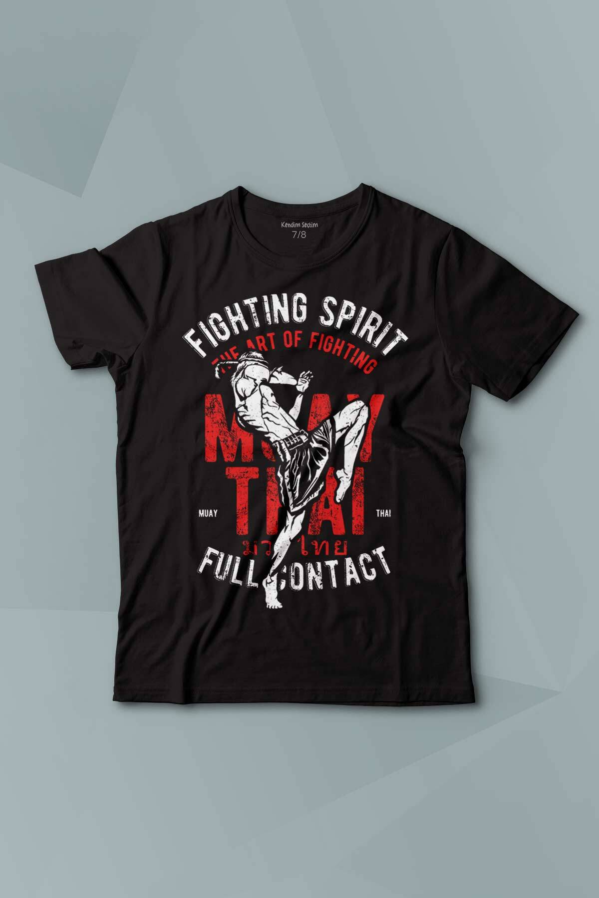 Kısa Kollu Çocuk Tişört  Muay Thai Fight The Art Of Fighting Dövüş Siyah Baskılı T-shirt