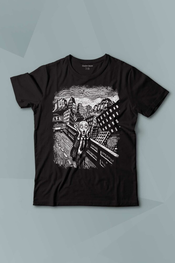 Kısa Kollu Çocuk Tişört Scream Edward Munch Tablo Korku Ressam - KENDİM SEÇTİM