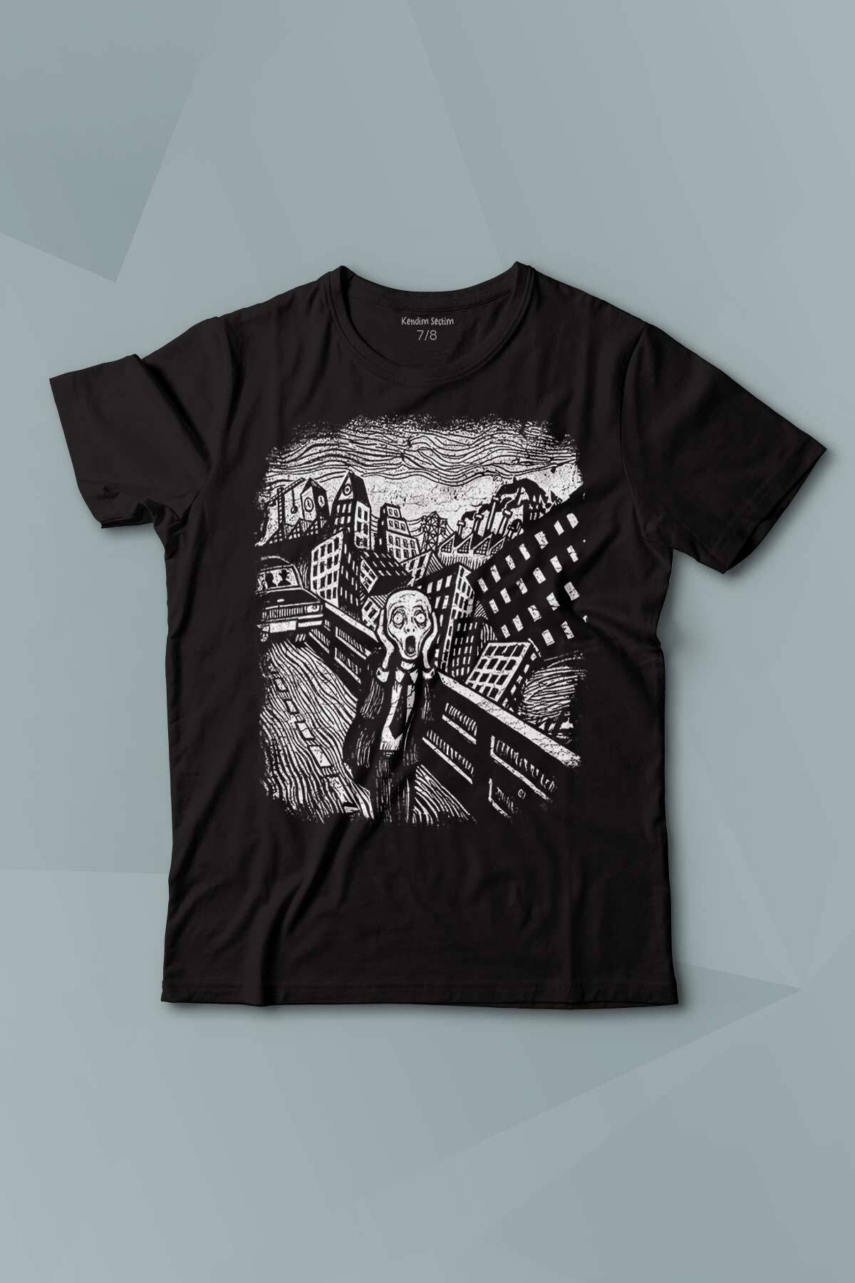 Kısa Kollu Çocuk Tişört Scream Edward Munch Tablo Korku Ressam - 1