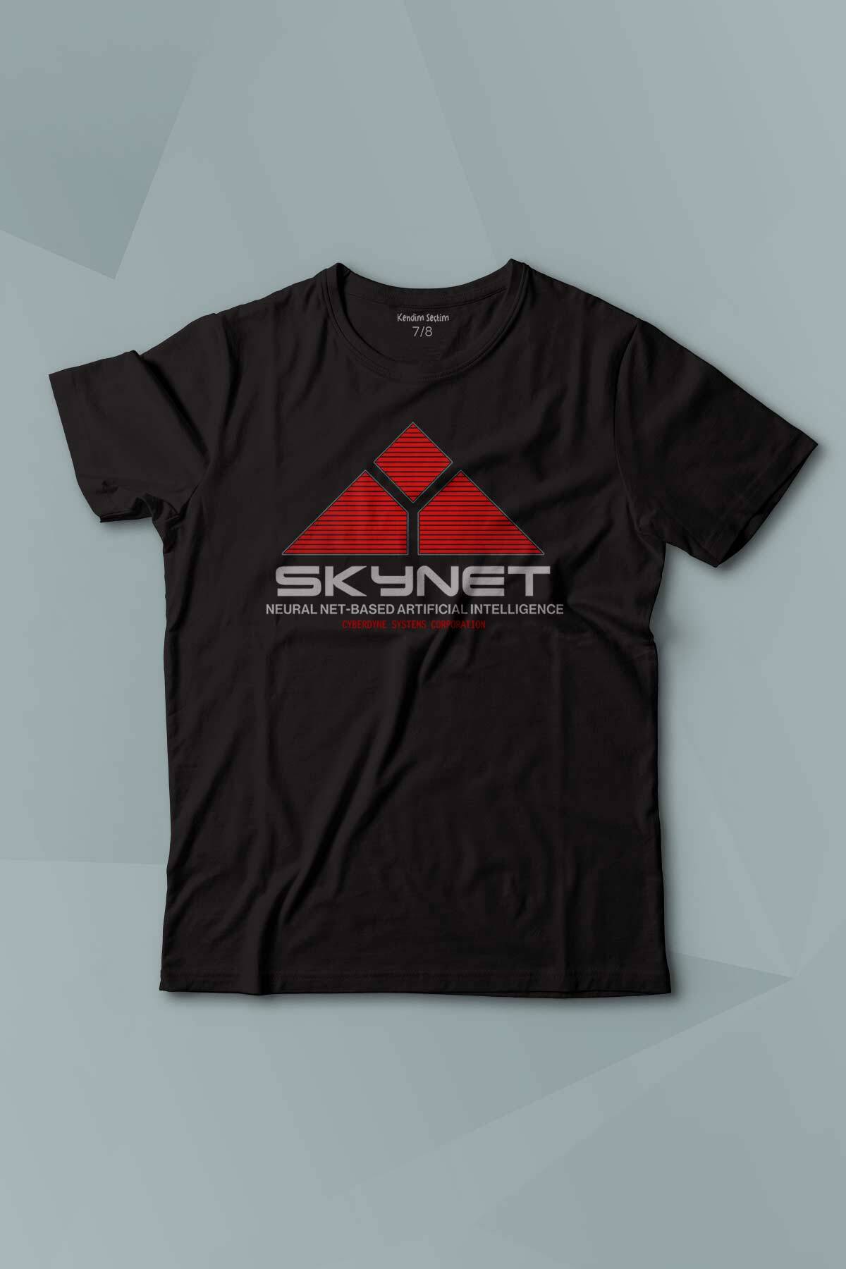 Kısa Kollu Çocuk Tişört Yapay Zeka SkyNet Terminator Artificial Intelligence AI Baskılı T-shirt - 1