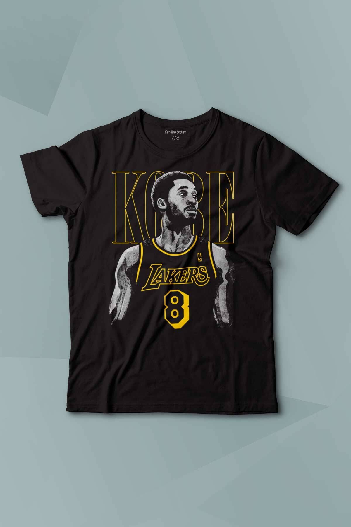 Kısa Kollu Siyah Çocuk T-shirt Kobe Bryant No 8 Basketball Baskılı Çocuk Tişört Kısa Kollu - 1