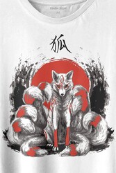Kitsune Japon Tilkisi Japanese Baskılı Tişört Unisex T-shirt - 2
