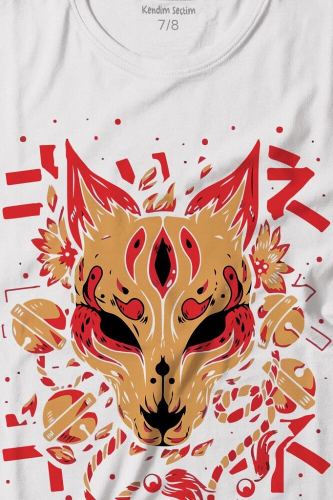 Kitsune Mask Japanese Japon Kültür Baskılı Tişört Çocuk T-shirt - 2