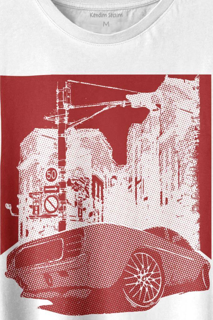 Klasik Araba Retro Vintage Classic Car Motor Baskılı Tişört Unisex T-shirt (1)