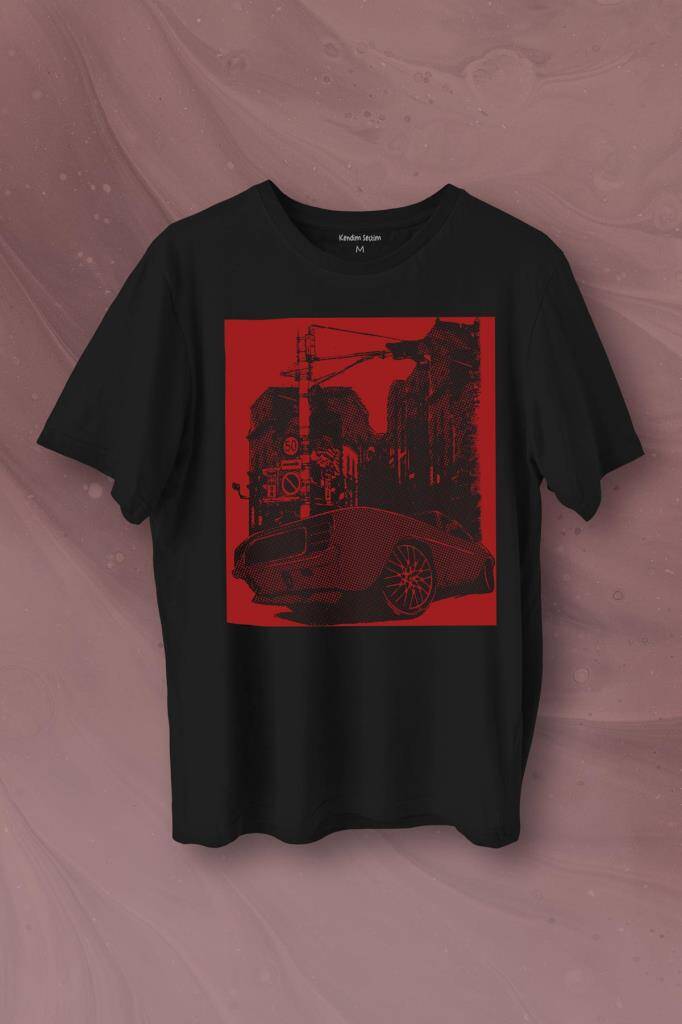 Klasik Araba Retro Vintage Classic Car Motor Baskılı Tişört Unisex T-Shirt - 1