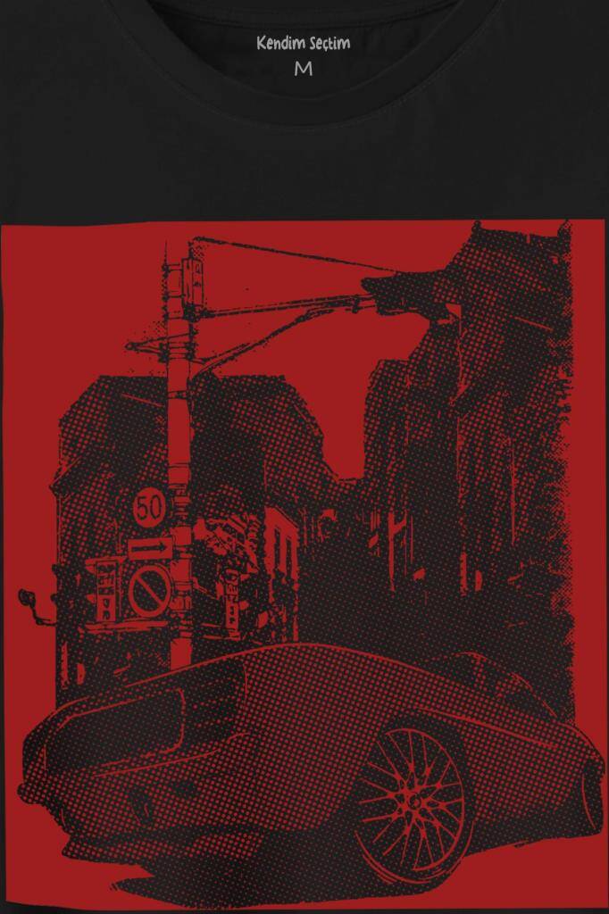Klasik Araba Retro Vintage Classic Car Motor Baskılı Tişört Unisex T-Shirt (1)