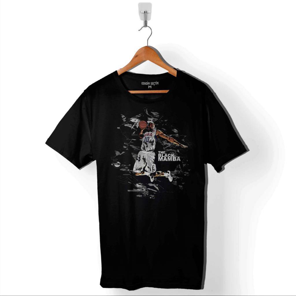 Kobe Bryant Black Mamba Logo Nba Basketball Baskılı Tişört Unisex T-Shirt - 1