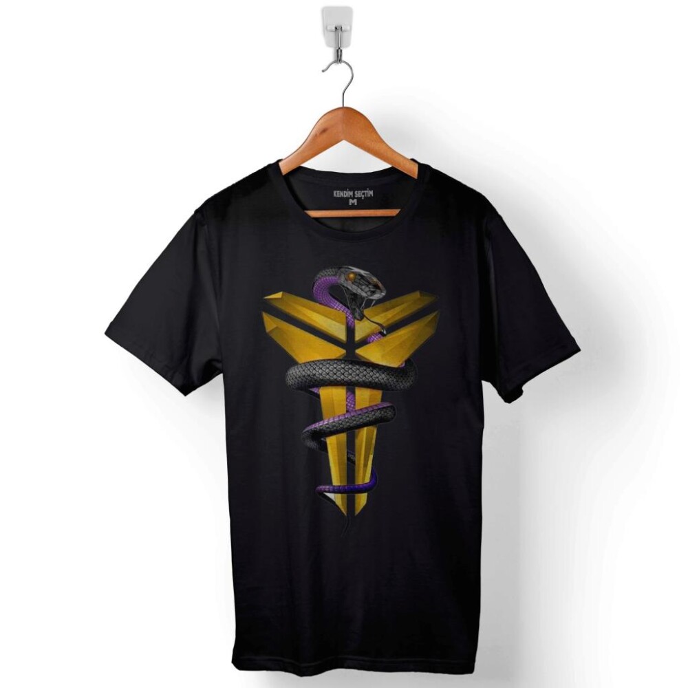 Kobe Bryant Black Mamba Logo Nba Basketball Baskılı Tişört Unisex T-Shirt - 1