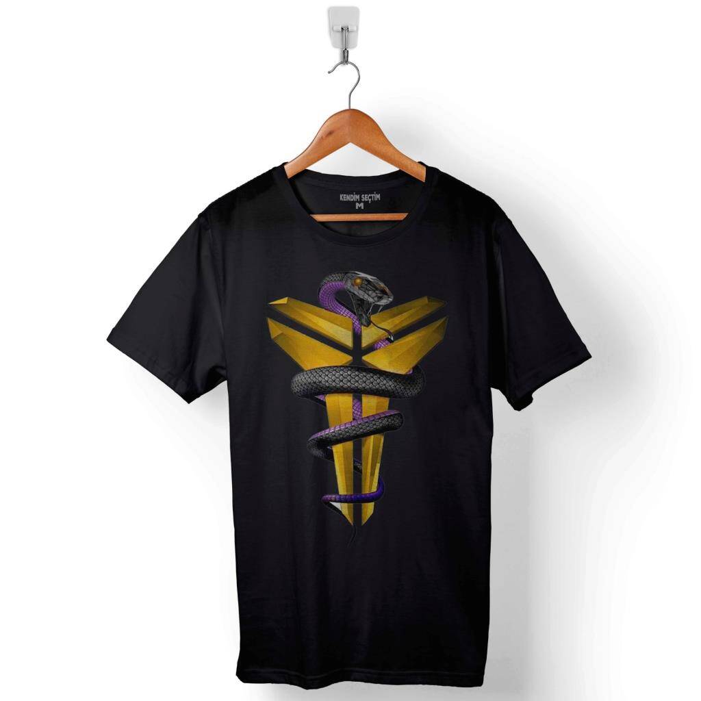 Kobe Bryant Black Mamba Logo Nba Basketball Baskılı Tişört Unisex T-Shirt - 1