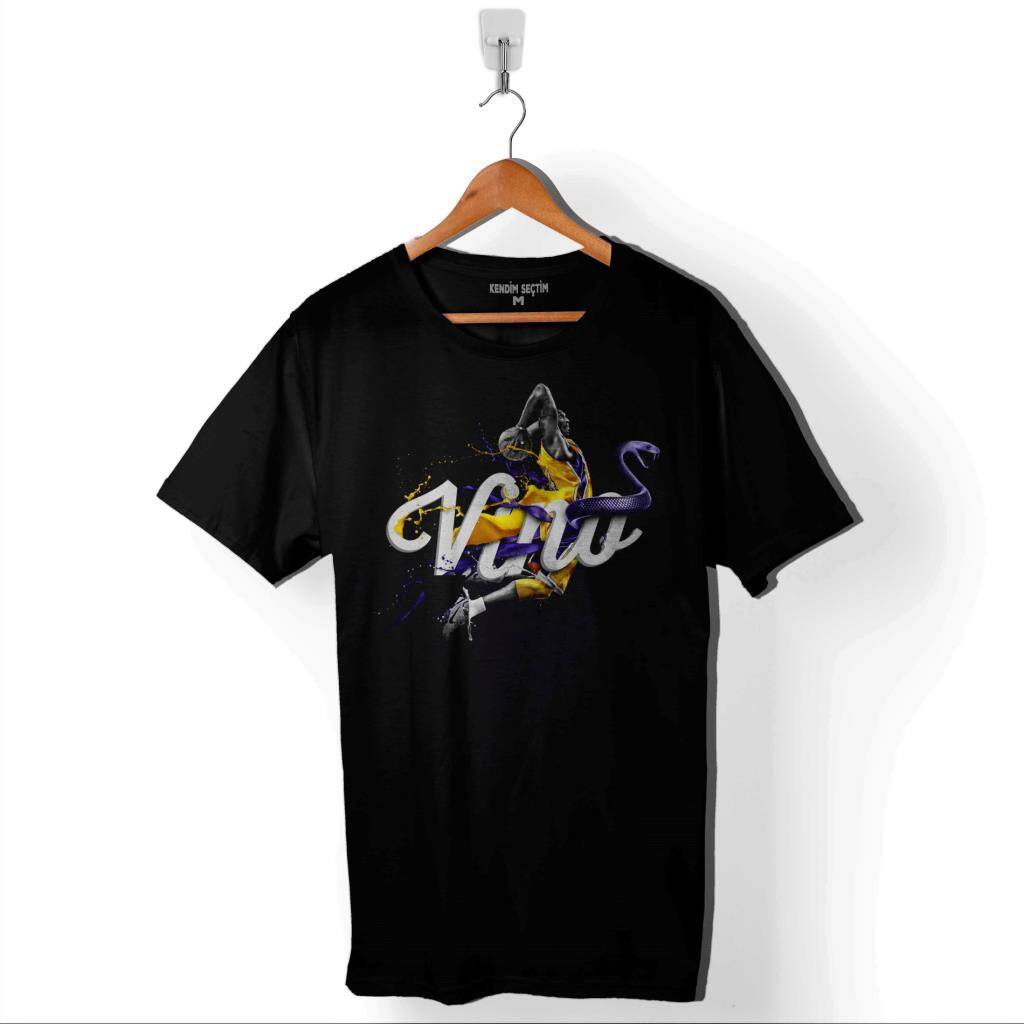 Kobe Bryant Black Mamba Logo Nba Basketball Baskılı Tişört Unisex T-Shirt - 1