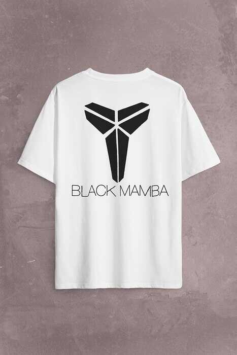 Kobe Bryant Black Mamba Logo Nba Basketball Sırt Ön Baskılı Oversize Tişört Unisex T-Shirt - 2