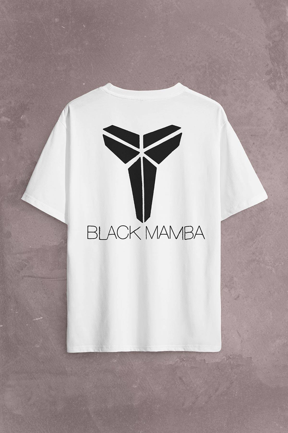 Kobe Bryant Black Mamba Logo Nba Basketball Sırt Ön Baskılı Oversize Tişört Unisex T-Shirt - 2